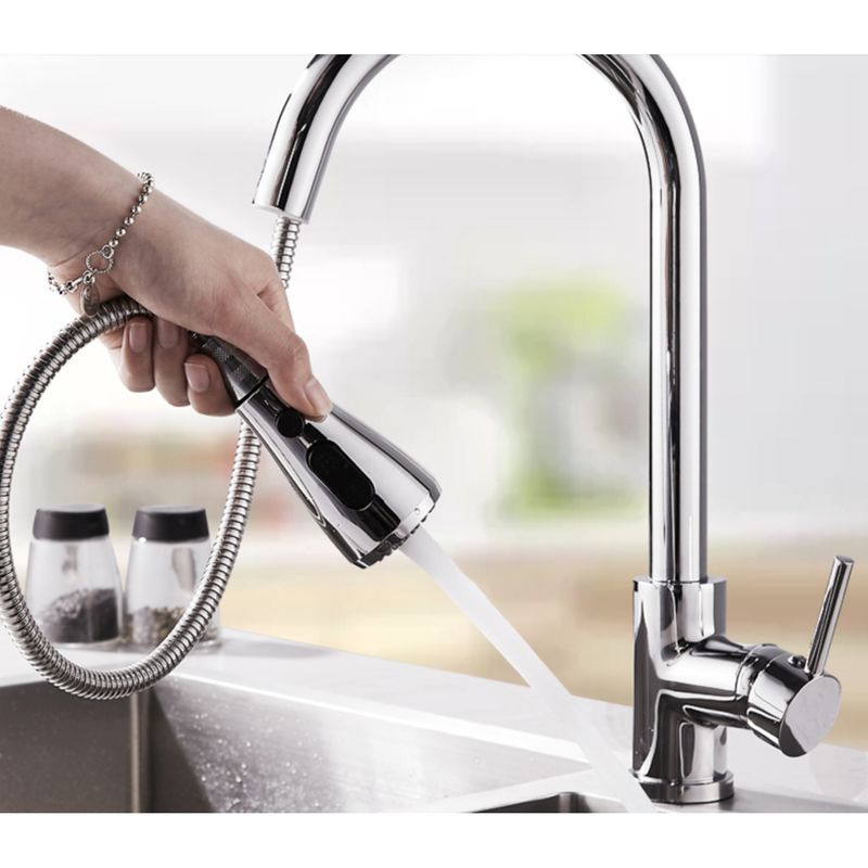 Casa si Gradina - Sanitare - Chiuveta bucatarie si accesorii - Baterii bucatarie - Baterie chiuveta bucatarie, Blackswan, Tip M69 cu 2 moduri si buton Pauza, model crom, dimensiune 43 cm - Infinity.ro