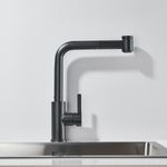 Casa si Gradina - Sanitare - Chiuveta bucatarie si accesorii - Baterii bucatarie - Baterie chiuveta bucatarie, Blackswan, Tip M378 cu 2 moduri si dus extractibil, model negru mat, dimensiune 32 cm - Infinity.ro
