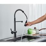Casa si Gradina - Sanitare - Chiuveta bucatarie si accesorii - Baterii bucatarie - Baterie chiuveta bucatarie, Blackswan, Tip M361, model negru mat, cu dus mobil cu 2 moduri, dimensiune 52 cm - Infinity.ro