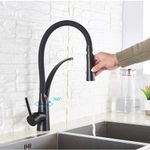 Casa si Gradina - Sanitare - Chiuveta bucatarie si accesorii - Baterii bucatarie - Baterie chiuveta bucatarie, Blackswan, Tip M58, model negru mat, dimensiune 42.5 cm - Infinity.ro