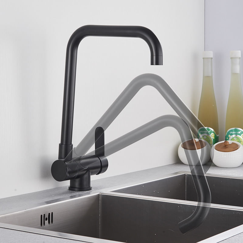 Casa si Gradina - Sanitare - Chiuveta bucatarie si accesorii - Baterii bucatarie - Baterie chiuveta bucatarie, Blackswan, Tip M45 pliabila - cu montare la geam, model negru mat, dimensiune 35 cm - Infinity.ro