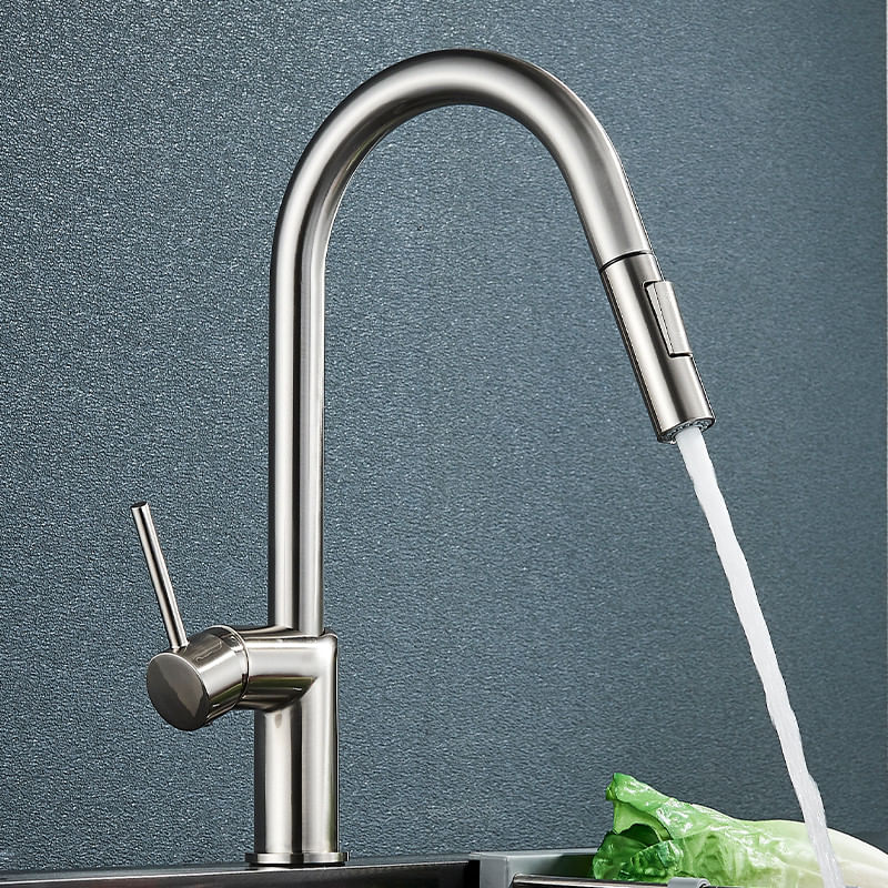 Casa si Gradina - Sanitare - Chiuveta bucatarie si accesorii - Baterii bucatarie - Baterie chiuveta bucatarie, Blackswan, Tip M384 cu 2 moduri si dus extractibil, model nichel, dimensiune 39 cm - Infinity.ro
