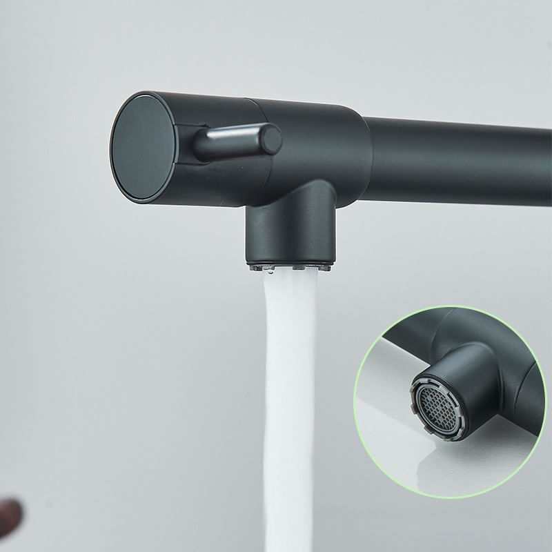 Casa si Gradina - Sanitare - Chiuveta bucatarie si accesorii - Baterii bucatarie - Baterie chiuveta bucatarie, Blackswan, Tip M385 cu 2 moduri si 2 iesiri, dus mobil, model negru mat, dimensiune 47 cm - Infinity.ro