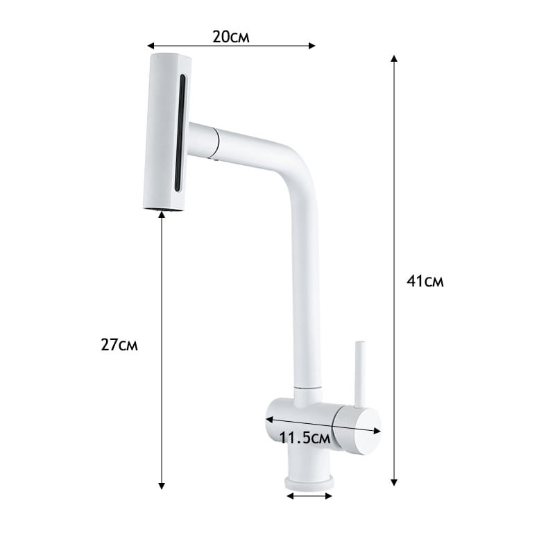 Casa si Gradina - Sanitare - Chiuveta bucatarie si accesorii - Baterii bucatarie - Baterie chiuveta bucatarie, Blackswan, Tip M376, model alb, cu dus mobil cu 4 moduri, dimensiune 41 cm - Infinity.ro