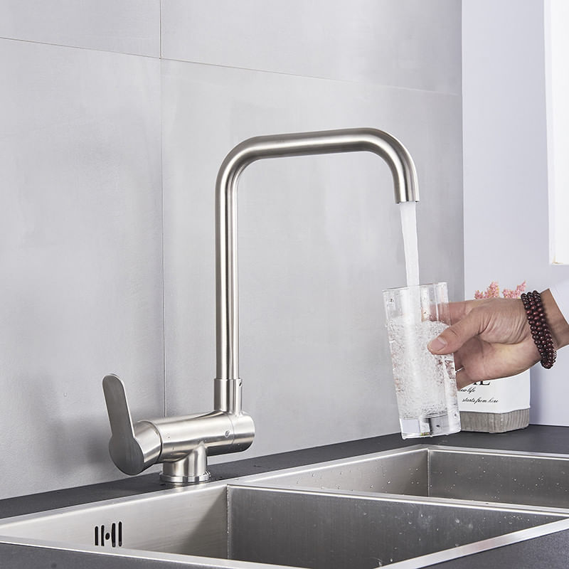 Casa si Gradina - Sanitare - Chiuveta bucatarie si accesorii - Baterii bucatarie - Baterie chiuveta bucatarie, Blackswan, Tip M44 pliabila - cu montare la geam, model nichel mat, dimensiune 34.5 cm - Infinity.ro