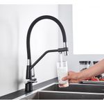 Casa si Gradina - Sanitare - Chiuveta bucatarie si accesorii - Baterii bucatarie - Baterie chiuveta bucatarie, Blackswan, Tip M49 cu iesire pentru apa purificata, model negru/ crom, dimensiune 43 cm - Infinity.ro