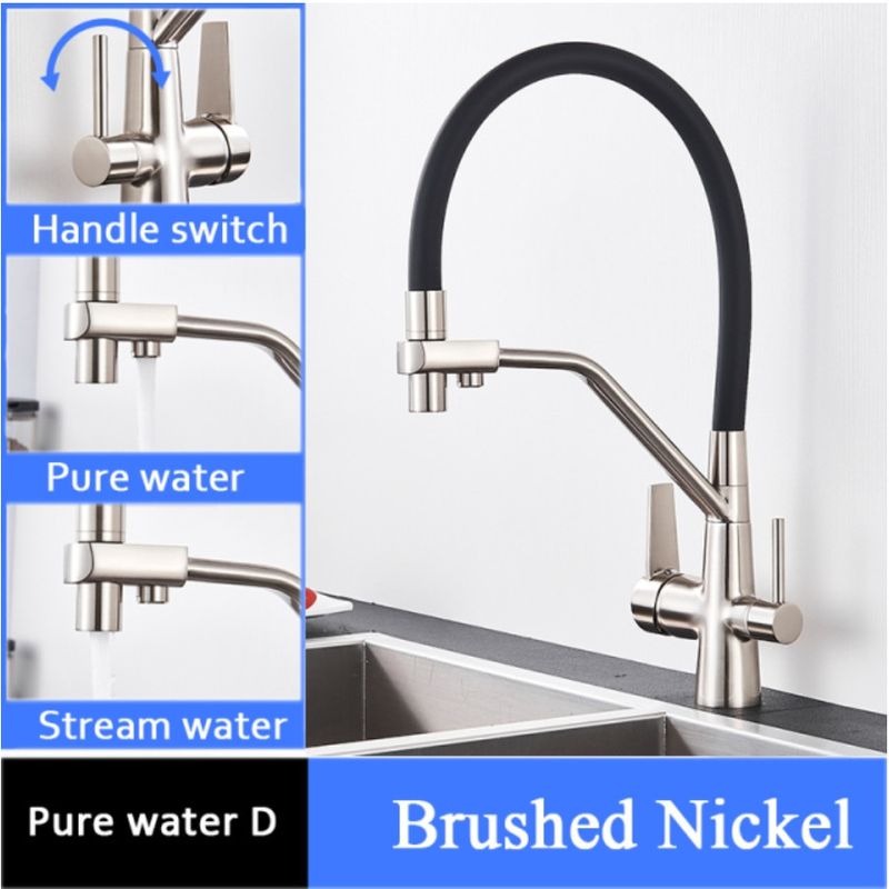 Casa si Gradina - Sanitare - Chiuveta bucatarie si accesorii - Baterii bucatarie - Baterie chiuveta bucatarie, Blackswan, Tip M52 cu iesire pentru apa purificata, model nichel, dimensiune 44 cm - Infinity.ro