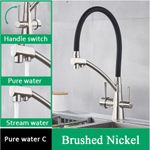 Casa si Gradina - Sanitare - Chiuveta bucatarie si accesorii - Baterii bucatarie - Baterie chiuveta bucatarie, Blackswan, Tip M56 cu iesire pentru apa purificata, model nichel/ negru, dimensiune 44 cm - Infinity.ro