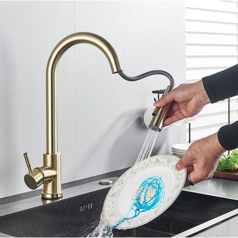 Casa si Gradina - Sanitare - Chiuveta bucatarie si accesorii - Baterii bucatarie - Baterie chiuveta bucatarie, Blackswan, Tip M36, model auriu mat, dimensiune 40 cm - Infinity.ro