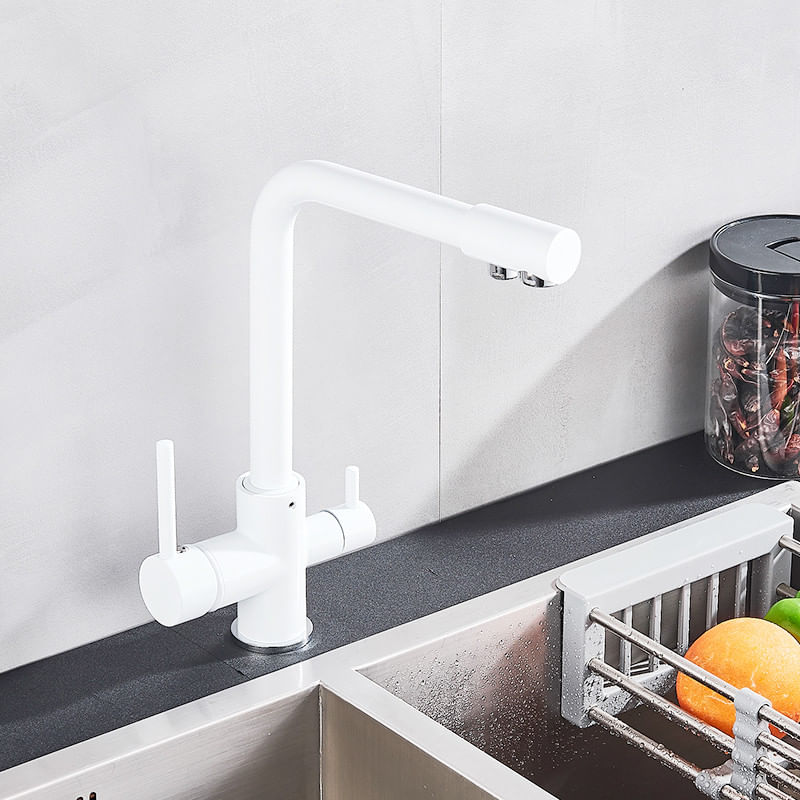 Casa si Gradina - Sanitare - Chiuveta bucatarie si accesorii - Baterii bucatarie - Baterie chiuveta bucatarie, Blackswan, Tip M6 cu iesire pentru apa purificata, model alb, dimensiune 33.5 cm - Infinity.ro