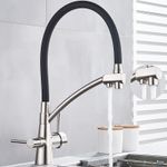 Casa si Gradina - Sanitare - Chiuveta bucatarie si accesorii - Baterii bucatarie - Baterie chiuveta bucatarie, Blackswan, Tip M56 cu iesire pentru apa purificata, model nichel/ negru, dimensiune 44 cm - Infinity.ro