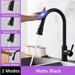 Casa si Gradina - Sanitare - Chiuveta bucatarie si accesorii - Baterii bucatarie - Baterie chiuveta bucatarie, Blackswan, Tip M86 cu senzor, 2 moduri si buton Pauza, model negru mat, dimensiune 39 cm - Infinity.ro