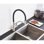 Casa si Gradina - Sanitare - Chiuveta bucatarie si accesorii - Baterii bucatarie - Baterie chiuveta bucatarie, Blackswan, Tip M52 cu iesire pentru apa purificata, model nichel, dimensiune 44 cm - Infinity.ro
