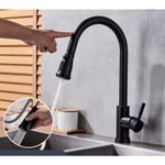 Casa si Gradina - Sanitare - Chiuveta bucatarie si accesorii - Baterii bucatarie - Baterie chiuveta bucatarie, Blackswan, Tip M86 cu senzor, 2 moduri si buton Pauza, model negru mat, dimensiune 39 cm - Infinity.ro