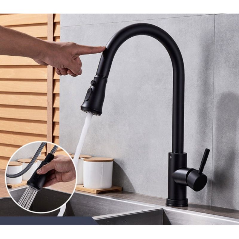 Casa si Gradina - Sanitare - Chiuveta bucatarie si accesorii - Baterii bucatarie - Baterie chiuveta bucatarie, Blackswan, Tip M86 cu senzor, 2 moduri si buton Pauza, model negru mat, dimensiune 39 cm - Infinity.ro