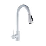 Casa si Gradina - Sanitare - Chiuveta bucatarie si accesorii - Baterii bucatarie - Baterie chiuveta bucatarie, Blackswan, Tip M67 cu 2 moduri si buton Pauza, model alb, dimensiune 39 cm - Infinity.ro