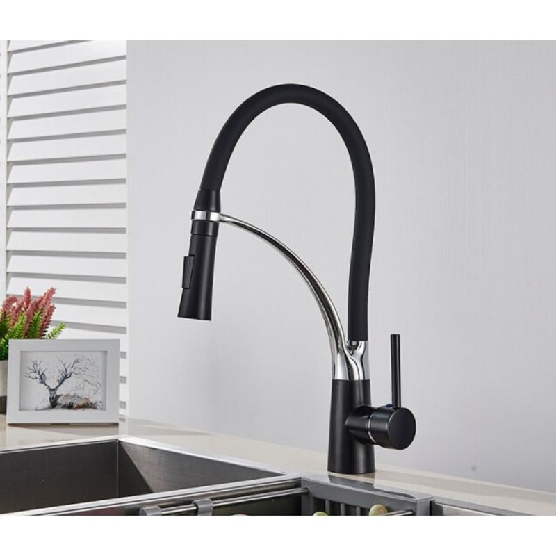 Casa si Gradina - Sanitare - Chiuveta bucatarie si accesorii - Baterii bucatarie - Baterie chiuveta bucatarie, Blackswan, Tip M59, model negru/ crom, dimensiune 43 cm - Infinity.ro