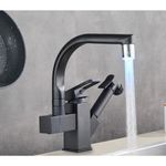 Casa si Gradina - Sanitare - Chiuveta bucatarie si accesorii - Baterii bucatarie - Baterie chiuveta bucatarie, Blackswan, Tip M181, cu LED si dus, model negru, dimensiune 25 cm - Infinity.ro