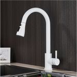 Casa si Gradina - Sanitare - Chiuveta bucatarie si accesorii - Baterii bucatarie - Baterie chiuveta bucatarie, Blackswan, Tip M67 cu 2 moduri si buton Pauza, model alb, dimensiune 39 cm - Infinity.ro