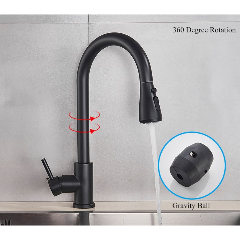 Casa si Gradina - Sanitare - Chiuveta bucatarie si accesorii - Baterii bucatarie - Baterie chiuveta bucatarie, Blackswan, Tip M86 cu senzor, 2 moduri si buton Pauza, model negru mat, dimensiune 39 cm - Infinity.ro