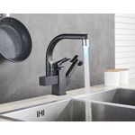 Casa si Gradina - Sanitare - Chiuveta bucatarie si accesorii - Baterii bucatarie - Baterie chiuveta bucatarie, Blackswan, Tip M181, cu LED si dus, model negru, dimensiune 25 cm - Infinity.ro