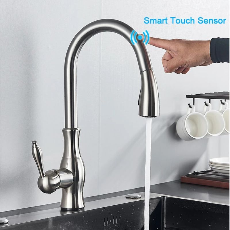 Casa si Gradina - Sanitare - Chiuveta bucatarie si accesorii - Baterii bucatarie - Baterie chiuveta bucatarie, Blackswan, Tip M93 cu senzor si 2 moduri, model nichel, dimensiune 42 cm - Infinity.ro