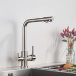 Casa si Gradina - Sanitare - Chiuveta bucatarie si accesorii - Baterii bucatarie - Baterie chiuveta bucatarie, Blackswan, Tip M7 cu iesire pentru apa purificata, model nichel, dimensiune 33 cm - Infinity.ro