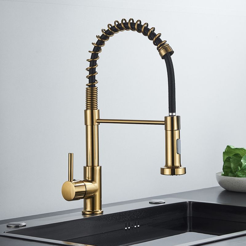 Casa si Gradina - Sanitare - Chiuveta bucatarie si accesorii - Baterii bucatarie - Baterie chiuveta bucatarie, Blackswan, Tip M377 cu 2 moduri, model auriu mat/ negru, dimensiune 44 cm - Infinity.ro