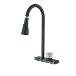 Casa si Gradina - Sanitare - Chiuveta bucatarie si accesorii - Baterii bucatarie - Baterie chiuveta bucatarie, Blackswan, Tip M340, model negru cu 4 moduri si pipa rotativa, dimensiune 44 cm - Infinity.ro