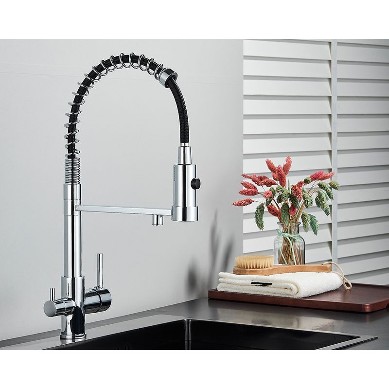 Casa si Gradina - Sanitare - Chiuveta bucatarie si accesorii - Baterii bucatarie - Baterie chiuveta bucatarie, Blackswan, Tip M249, model crom cu iesire pentru apa purificata, dimensiune 48 cm - Infinity.ro