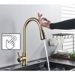 Casa si Gradina - Sanitare - Chiuveta bucatarie si accesorii - Baterii bucatarie - Baterie chiuveta bucatarie, Blackswan, Tip M88 cu senzor, 2 moduri si buton Pauza, model auriu mat, dimensiune 42 cm - Infinity.ro