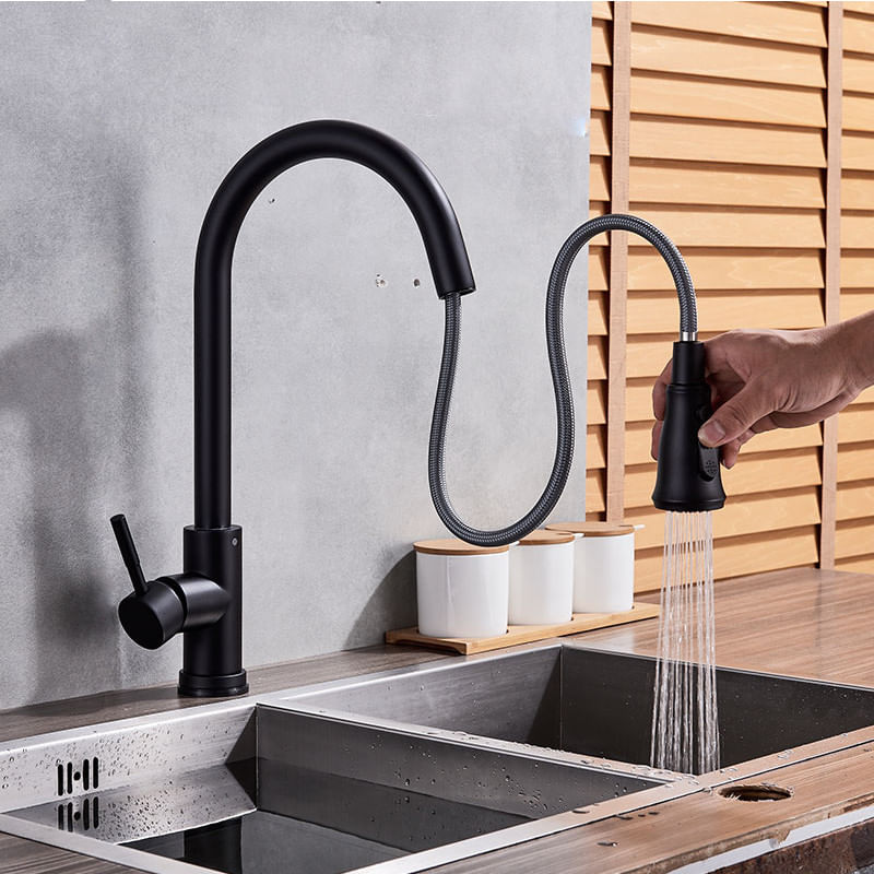 Casa si Gradina - Sanitare - Chiuveta bucatarie si accesorii - Baterii bucatarie - Baterie chiuveta bucatarie, Blackswan, Tip M86 cu senzor, 2 moduri si buton Pauza, model negru mat, dimensiune 39 cm - Infinity.ro