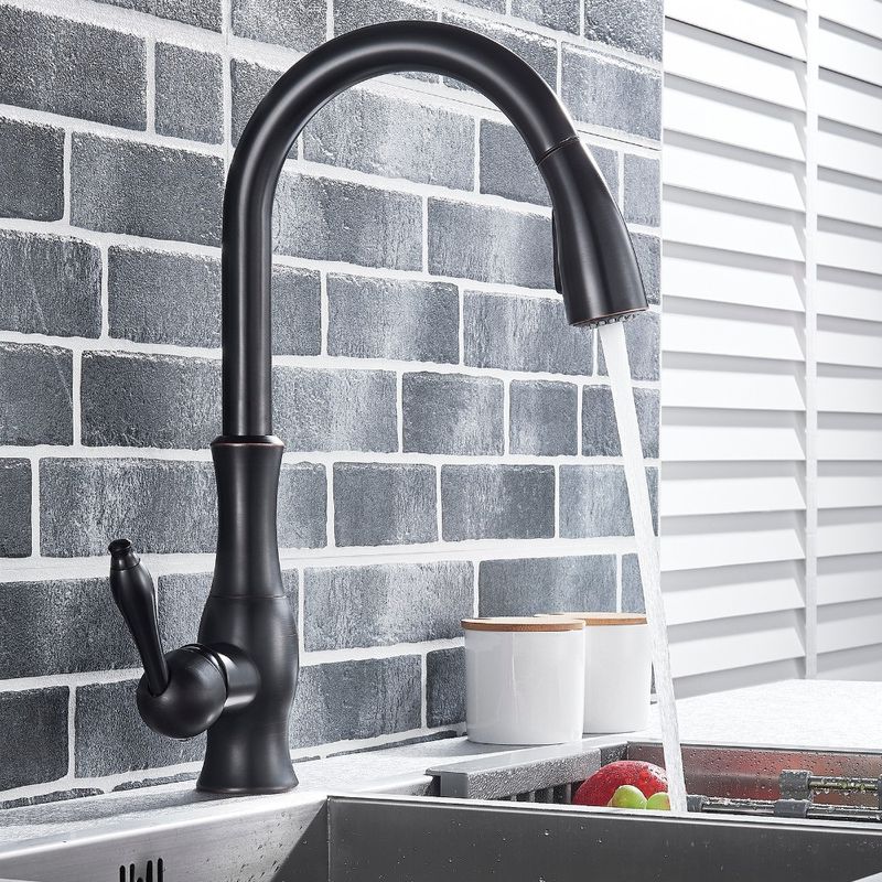 Casa si Gradina - Sanitare - Chiuveta bucatarie si accesorii - Baterii bucatarie - Baterie chiuveta bucatarie, Blackswan, Tip M89 cu 2 moduri, model negru antichizat, dimensiune 42 cm - Infinity.ro