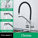 Casa si Gradina - Sanitare - Chiuveta bucatarie si accesorii - Baterii bucatarie - Baterie chiuveta bucatarie, Blackswan, Tip M55 cu iesire pentru apa purificata, model crom/ negru, dimensiune 43 cm - Infinity.ro