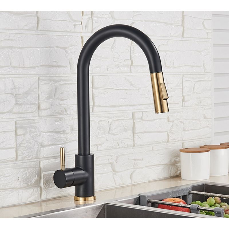 Casa si Gradina - Sanitare - Chiuveta bucatarie si accesorii - Baterii bucatarie - Baterie chiuveta bucatarie, Blackswan, Tip M34, model negru/ auriu, dimensiune 39 cm - Infinity.ro