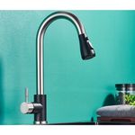 Casa si Gradina - Sanitare - Chiuveta bucatarie si accesorii - Baterii bucatarie - Baterie chiuveta bucatarie, Blackswan, Tip M73 cu 2 moduri si buton Pauza, model nichel/ negru, dimensiune 40 cm - Infinity.ro