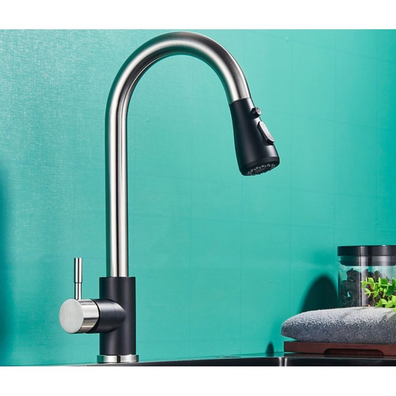 Casa si Gradina - Sanitare - Chiuveta bucatarie si accesorii - Baterii bucatarie - Baterie chiuveta bucatarie, Blackswan, Tip M73 cu 2 moduri si buton Pauza, model nichel/ negru, dimensiune 40 cm - Infinity.ro