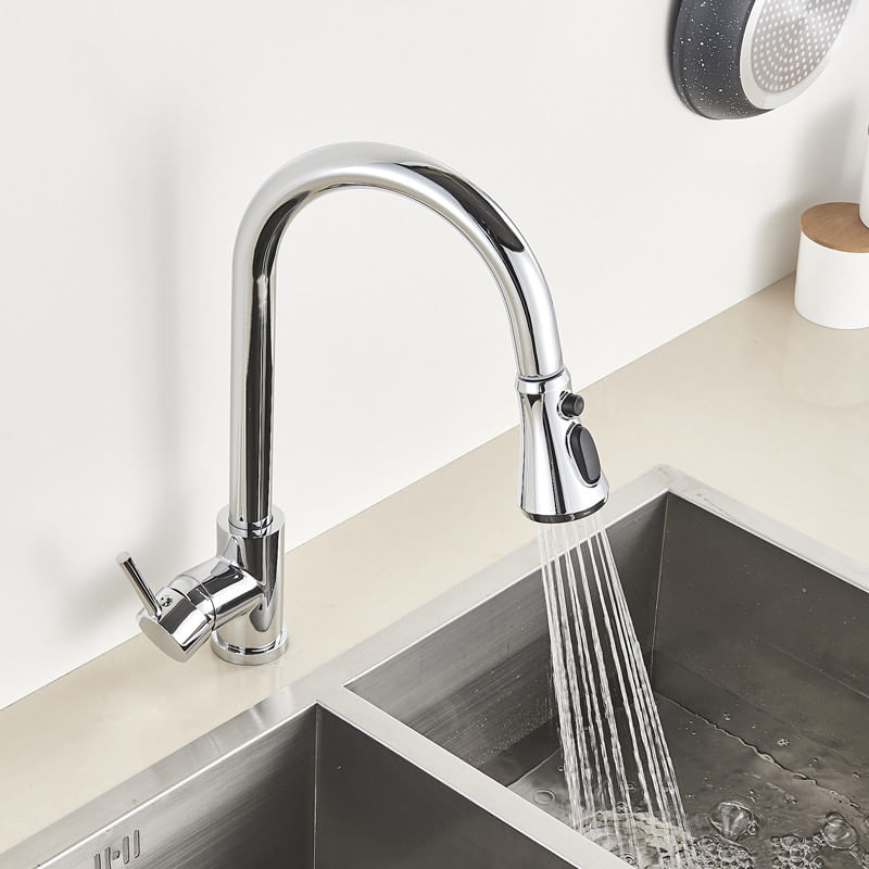 Casa si Gradina - Sanitare - Chiuveta bucatarie si accesorii - Baterii bucatarie - Baterie chiuveta bucatarie, Blackswan, Tip M80 cu 3 moduri, model crom, dimensiune 38 cm - Infinity.ro