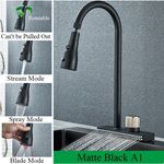 Casa si Gradina - Sanitare - Chiuveta bucatarie si accesorii - Baterii bucatarie - Baterie chiuveta bucatarie, Blackswan, Tip M340, model negru cu 4 moduri si pipa rotativa, dimensiune 44 cm - Infinity.ro