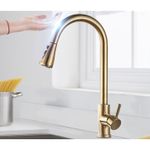 Casa si Gradina - Sanitare - Chiuveta bucatarie si accesorii - Baterii bucatarie - Baterie chiuveta bucatarie, Blackswan, Tip M88 cu senzor, 2 moduri si buton Pauza, model auriu mat, dimensiune 42 cm - Infinity.ro
