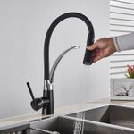 Casa si Gradina - Sanitare - Chiuveta bucatarie si accesorii - Baterii bucatarie - Baterie chiuveta bucatarie, Blackswan, Tip M59, model negru/ crom, dimensiune 43 cm - Infinity.ro