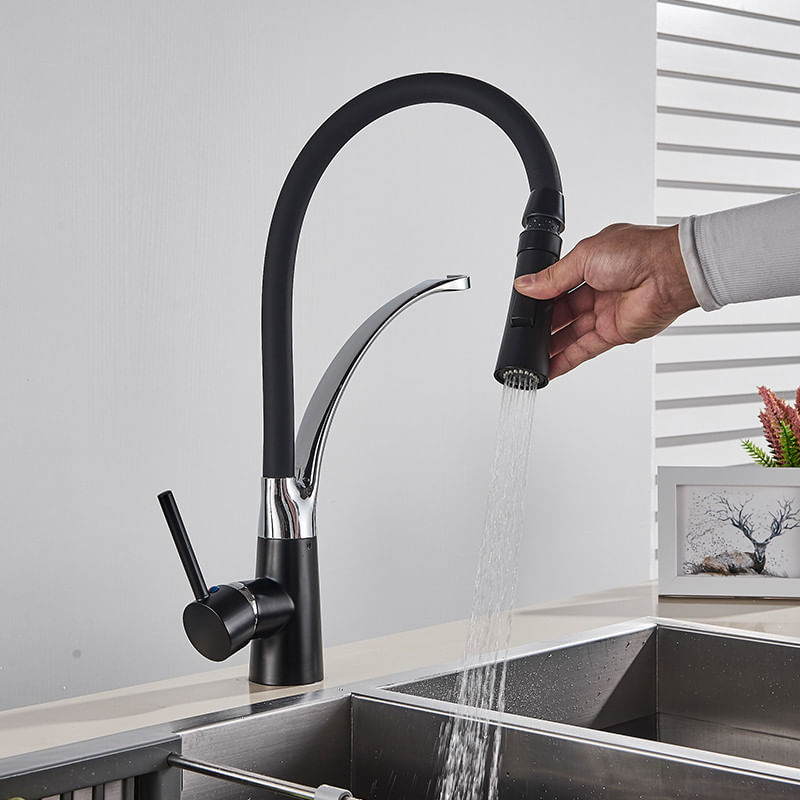 Casa si Gradina - Sanitare - Chiuveta bucatarie si accesorii - Baterii bucatarie - Baterie chiuveta bucatarie, Blackswan, Tip M59, model negru/ crom, dimensiune 43 cm - Infinity.ro
