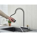 Casa si Gradina - Sanitare - Chiuveta bucatarie si accesorii - Baterii bucatarie - Baterie chiuveta bucatarie, Blackswan, Tip M297, cu 3 moduri si optiune Rainfall, model nichel, dimensiune 41.5 cm - Infinity.ro