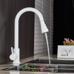 Casa si Gradina - Sanitare - Chiuveta bucatarie si accesorii - Baterii bucatarie - Baterie chiuveta bucatarie, Blackswan, Tip M67 cu 2 moduri si buton Pauza, model alb, dimensiune 39 cm - Infinity.ro