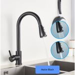 Casa si Gradina - Sanitare - Chiuveta bucatarie si accesorii - Baterii bucatarie - Baterie chiuveta bucatarie, Blackswan, Tip M68 cu 2 moduri si buton Pauza, model negru mat, dimensiune 39 cm - Infinity.ro