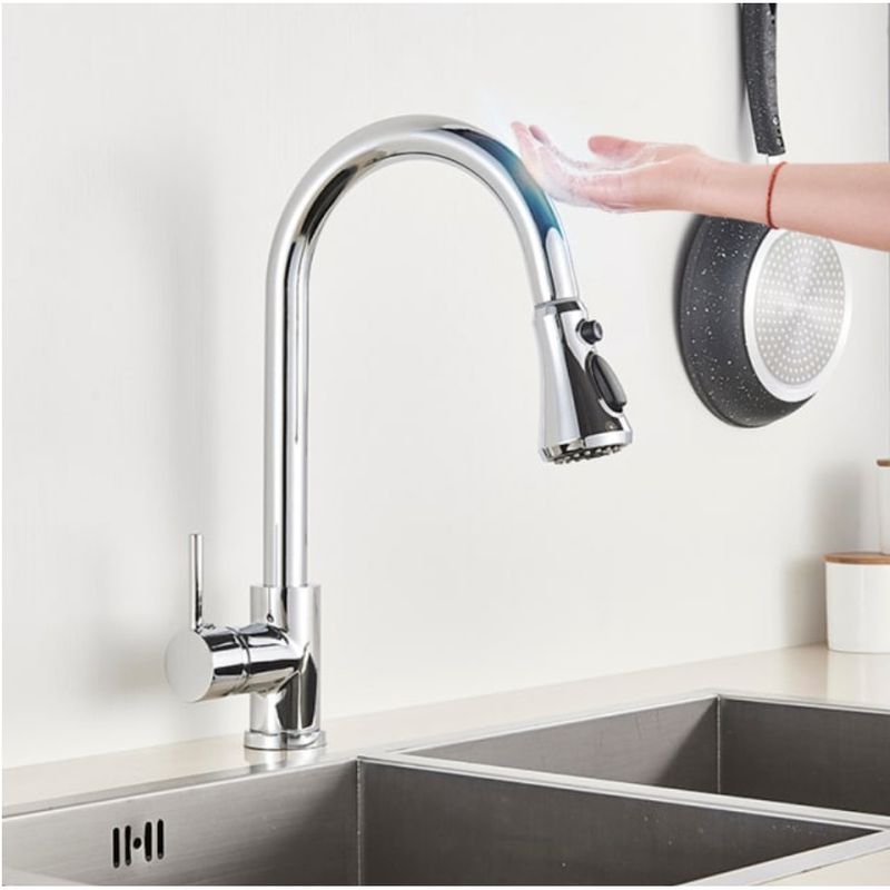 Casa si Gradina - Sanitare - Chiuveta bucatarie si accesorii - Baterii bucatarie - Baterie chiuveta bucatarie, Blackswan, Tip M83 cu senzor si 3 moduri, model crom, dimensiune 38 cm - Infinity.ro