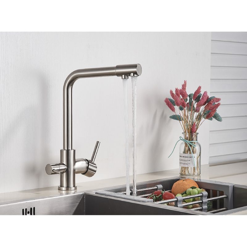 Casa si Gradina - Sanitare - Chiuveta bucatarie si accesorii - Baterii bucatarie - Baterie chiuveta bucatarie, Blackswan, Tip M7 cu iesire pentru apa purificata, model nichel, dimensiune 33 cm - Infinity.ro