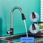 Casa si Gradina - Sanitare - Chiuveta bucatarie si accesorii - Baterii bucatarie - Baterie chiuveta bucatarie, Blackswan, Tip M73 cu 2 moduri si buton Pauza, model nichel/ negru, dimensiune 40 cm - Infinity.ro