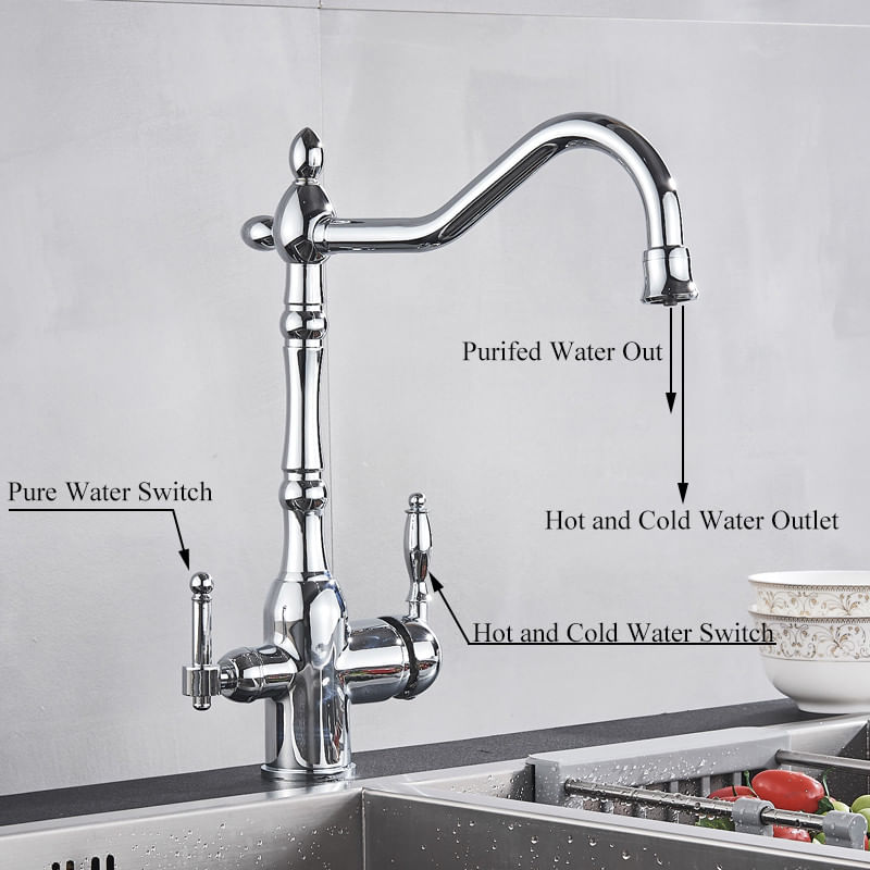 Casa si Gradina - Sanitare - Chiuveta bucatarie si accesorii - Baterii bucatarie - Baterie chiuveta bucatarie, Blackswan, Tip M173, cu iesire pentru apa purificata, model crom, dimensiune 34 cm - Infinity.ro