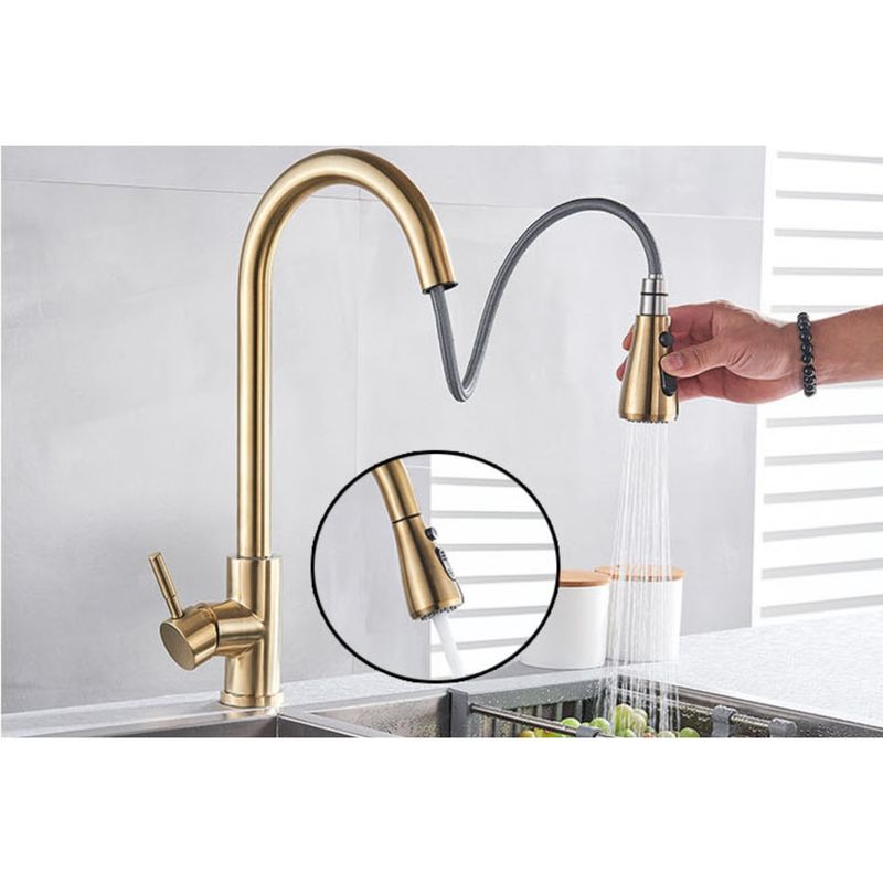 Casa si Gradina - Sanitare - Chiuveta bucatarie si accesorii - Baterii bucatarie - Baterie chiuveta bucatarie, Blackswan, Tip M88 cu senzor, 2 moduri si buton Pauza, model auriu mat, dimensiune 42 cm - Infinity.ro